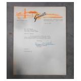 1973 Horace C. Stoneham Signed S.F. Giants Letter