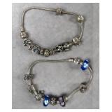 2pc Sterling Silver Pandora Charm Bracelets Lot