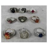 9pc Assorted Sterling Silver Rings Lot