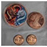 4pc Copper Collectible Coins Lot