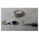 Sterling Silver & 14k Ring & Earrings