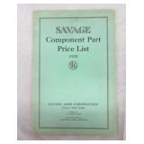 1932 Savage Arms Component Part Price List