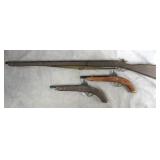 Pair of Replica Dueling Pistols & Rifle