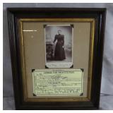 Framed Antique Cabinet Photo w/Copied License