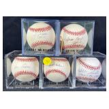 5pc Autographed Baseballs w/ Inscribed