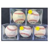 5pc Autographed Baseballs w/ Inscribed