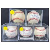5pc Autographed Baseballs w/ Inscribed
