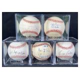 5pc Autographed Baseballs w/ Inscribed