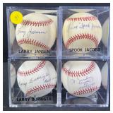 4pc Autographed Baseballs w/ Inscribed