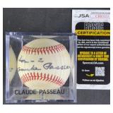 Claude Passeau Signed Baseball w/ JSA COA