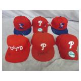 6pc Philadelphia Phillies Signed Hats Lot