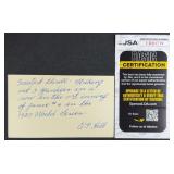 Carmen Hill Signed 3x5 Card w/ JSA COA