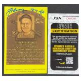 Johnny Mize Signed HOF Plaque Card w/ JSA COA