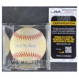 Mal Mallette Signed Baseball w/ JSA COA