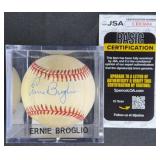 Ernie Broglio Signed Baseball w/ JSA COA