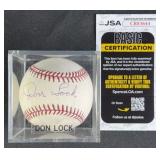 Don Lock Signed Baseball w/ JSA COA