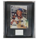 Ernie Banks Signed Index Card Display-JSA COA