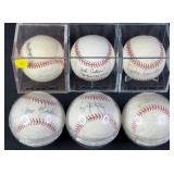 6pc Autographed Baseballs w/ Inscribed