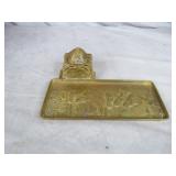 Antique Brass Horse Themed Inkwell Stand