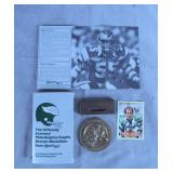 Philadelphia Eagles Medal & Signed Card