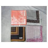 4pc Vintage Designer Ladies Silk Scarves Lot