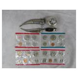 Sterling Rim Lighter/US Mint Sets/Damascus Knife