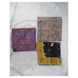 3pc Vintage Designer Ladies Silk Scarves Lot