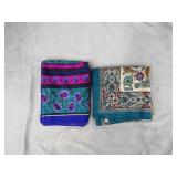 2pc Vintage Rayon & Silk Ladies Scarves Lot