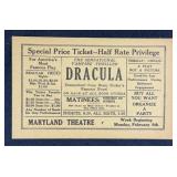 C.1920s-30s Dracula Stage Play Admission Ticket