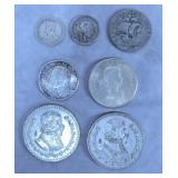 7pc Assorted Foreign Silver Coins Lot