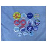 15pc Pepsi Cola Advertising Pins Lot