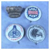 4pc Antique Bicycle Advertsing Pins Lot