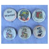 6pc Antique Advertising Premium Pins Lot