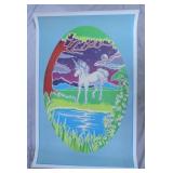 1980 Velvet Unicorn Fuzzy Blacklight Poster