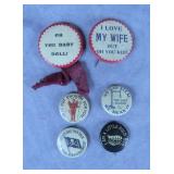 6pc Antique Novelty Premium Pins Lot