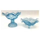 2 Vintage Blue Glass Bowls