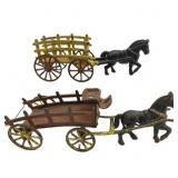 2 Cast Iron Horse and Wagon