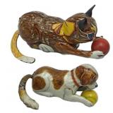 (2) Marx "Roll Over" Cat and Dog c.1930-40