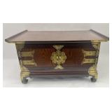 Korean Style Wood and Brass Storage Accent Table