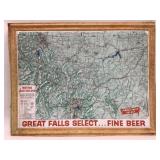Vintage Great Falls Select Topographical MT Map