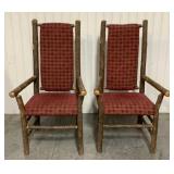 Pr of Hickory Highback Arm Chairs