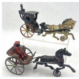 (2) Vintage Cast Iron Horse Drawn Buggy
