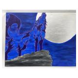 Large Howling Wolf on Canvas