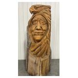 4 Ft Native American Carved Wood Log Art