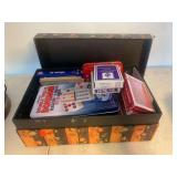 Box Lot of Games - Dominoes, Playing Cards, and Phase 10