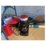 Household Kitchenware Lot: Coffee Maker, Covered Bowls, Pot, and More