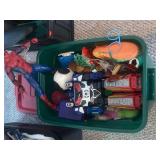 Bin of Assorted Toys - Spiderman, Plush Toys, Vehicles