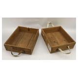 Lot of Two Wooden Shipping Crates with Handles