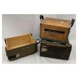Lot of 3 Wooden Military Ammunition Boxes
