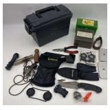 Shooting & Hunting Gear Lot: Gerber Knife, Caldwell Shooting Supplies, Ammo Boxes, Rifle Mounts & More